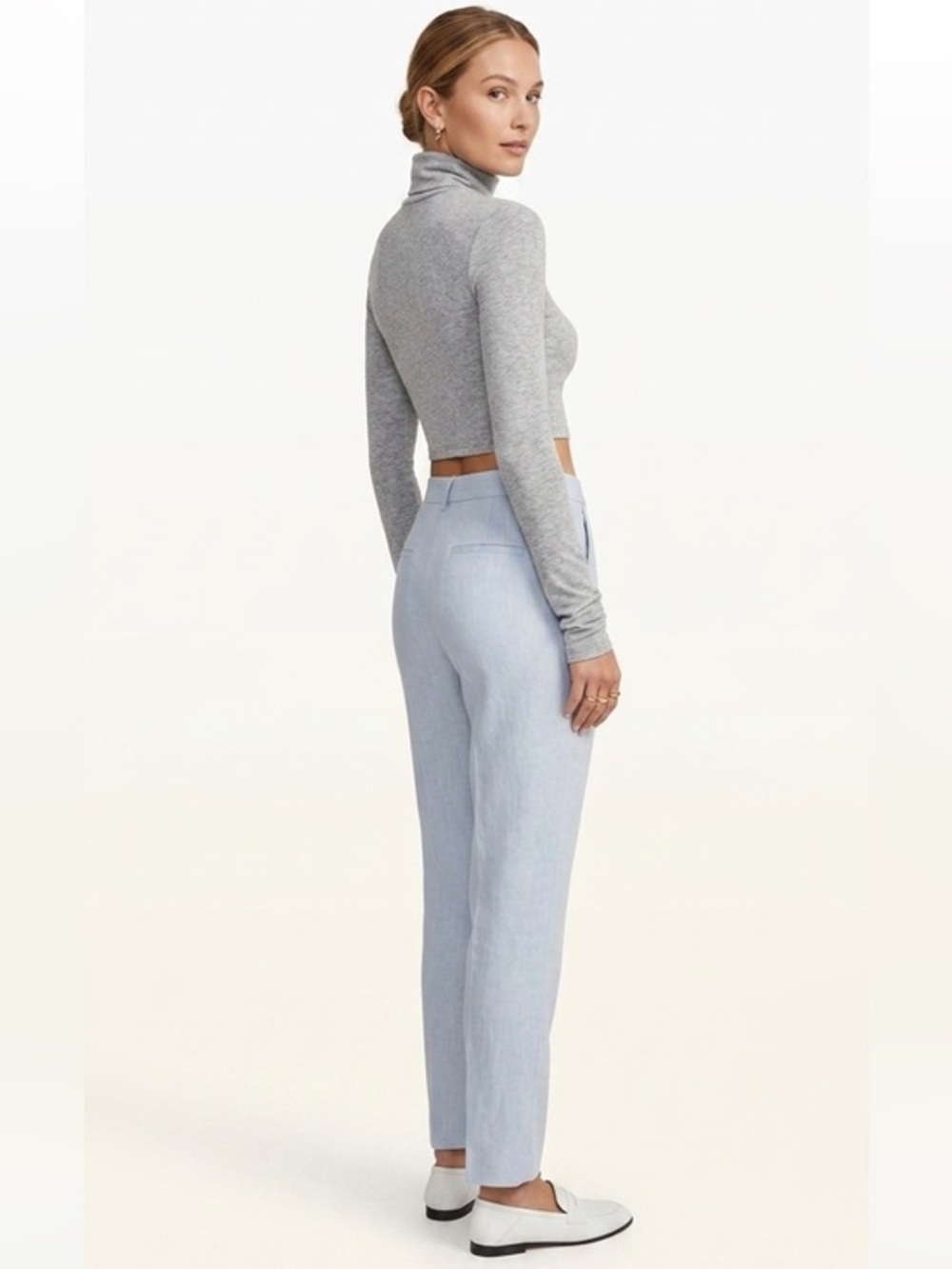 Aritzia Sunday Best Grey Cropped Turtleneck Top Size Extra Small Cotton